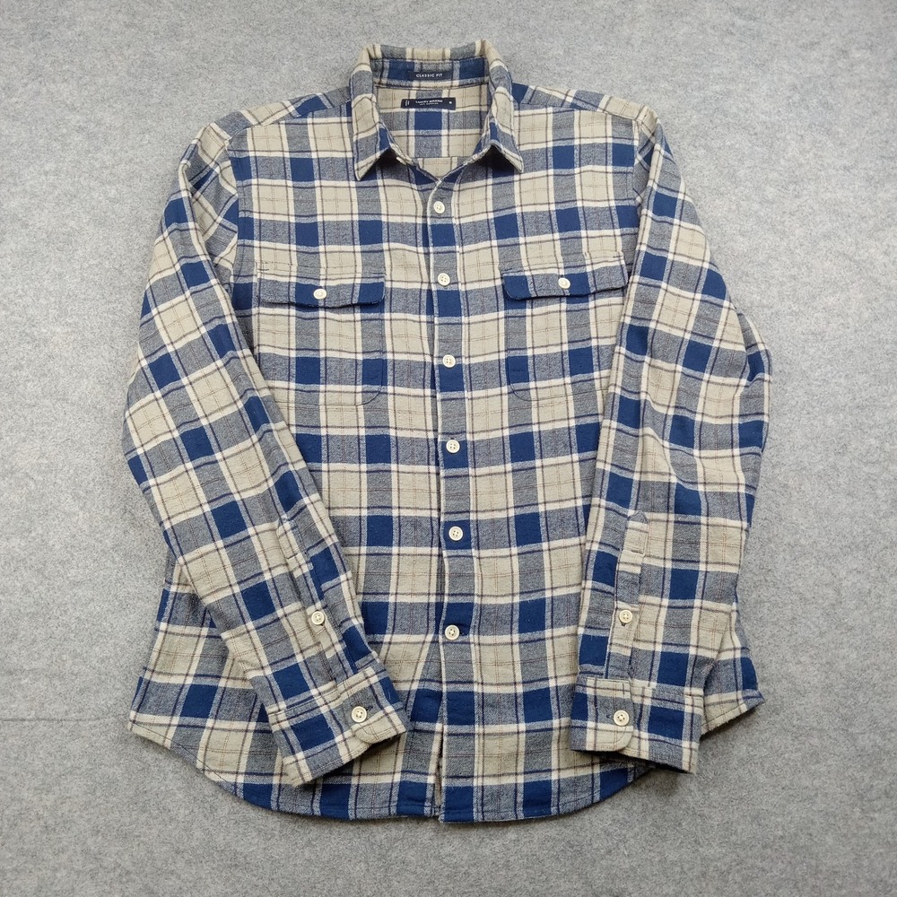 Lucky Brand Shirt Mens Medium Blue Plaid Flannel Button Front Long Sleeve Casual